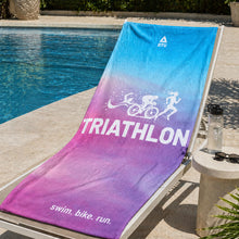 Laden Sie das Bild in den Galerie-Viewer, DTU Handtuch TRIATHLON (Blau-Lila)