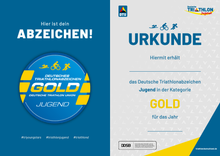 Laden Sie das Bild in den Galerie-Viewer, Deutsches Triathlonabzeichen Jugend Gold