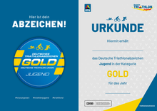 Laden Sie das Bild in den Galerie-Viewer, Deutsches Triathlonabzeichen Jugend Gold
