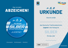 Laden Sie das Bild in den Galerie-Viewer, Deutsches Triathlonabzeichen Jugend Silber
